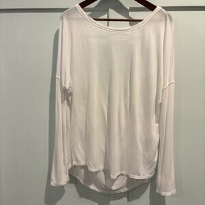 NUX Long Sleeve Shirt Women Sz Medium White‎ Bamboo Lightweight Draped Back Yoga